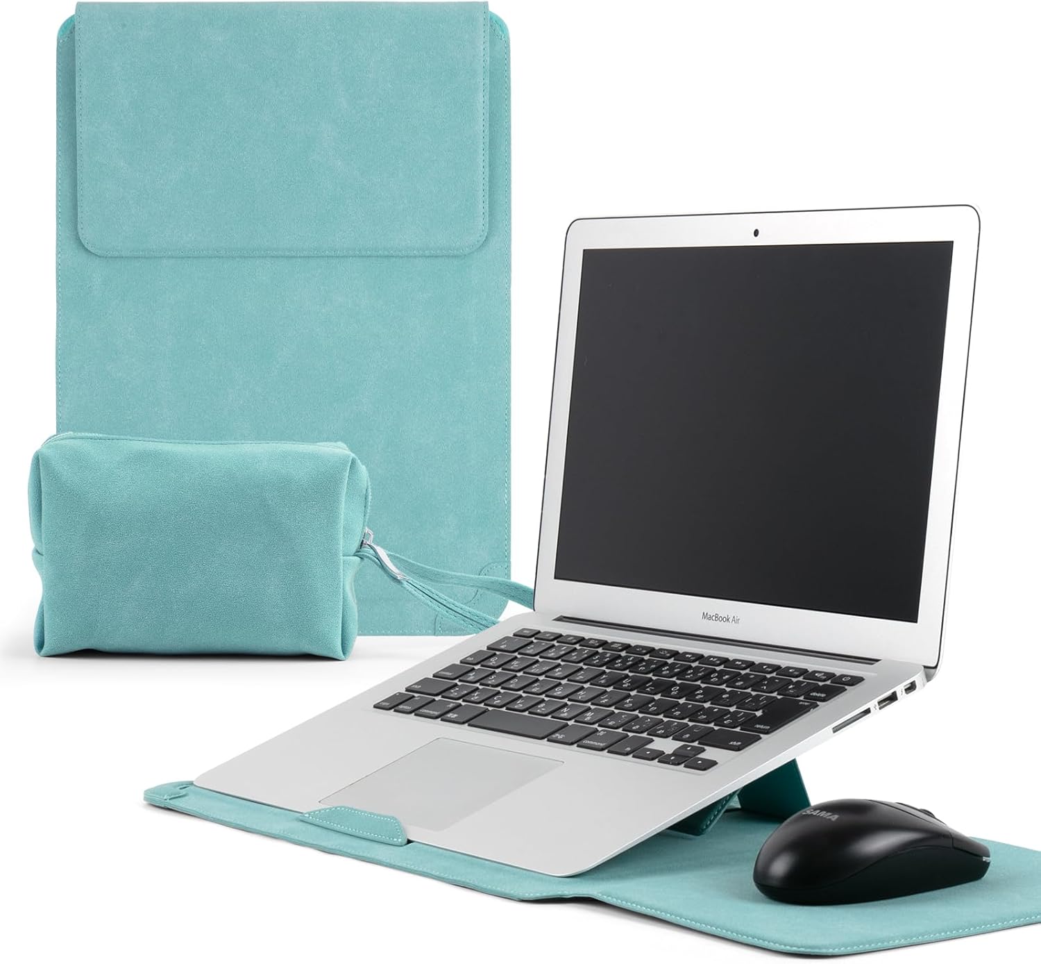 15-16" Laptop Sleeve Case for MacBook Pro 16" M5/M4/M3/M2/M1Pro/Max, MacBook Pro Air 15", PU Leather Magnetic with Stand Protective Bag Cover for HP Dell Lenovo Surface (15-16" | Teal Green)