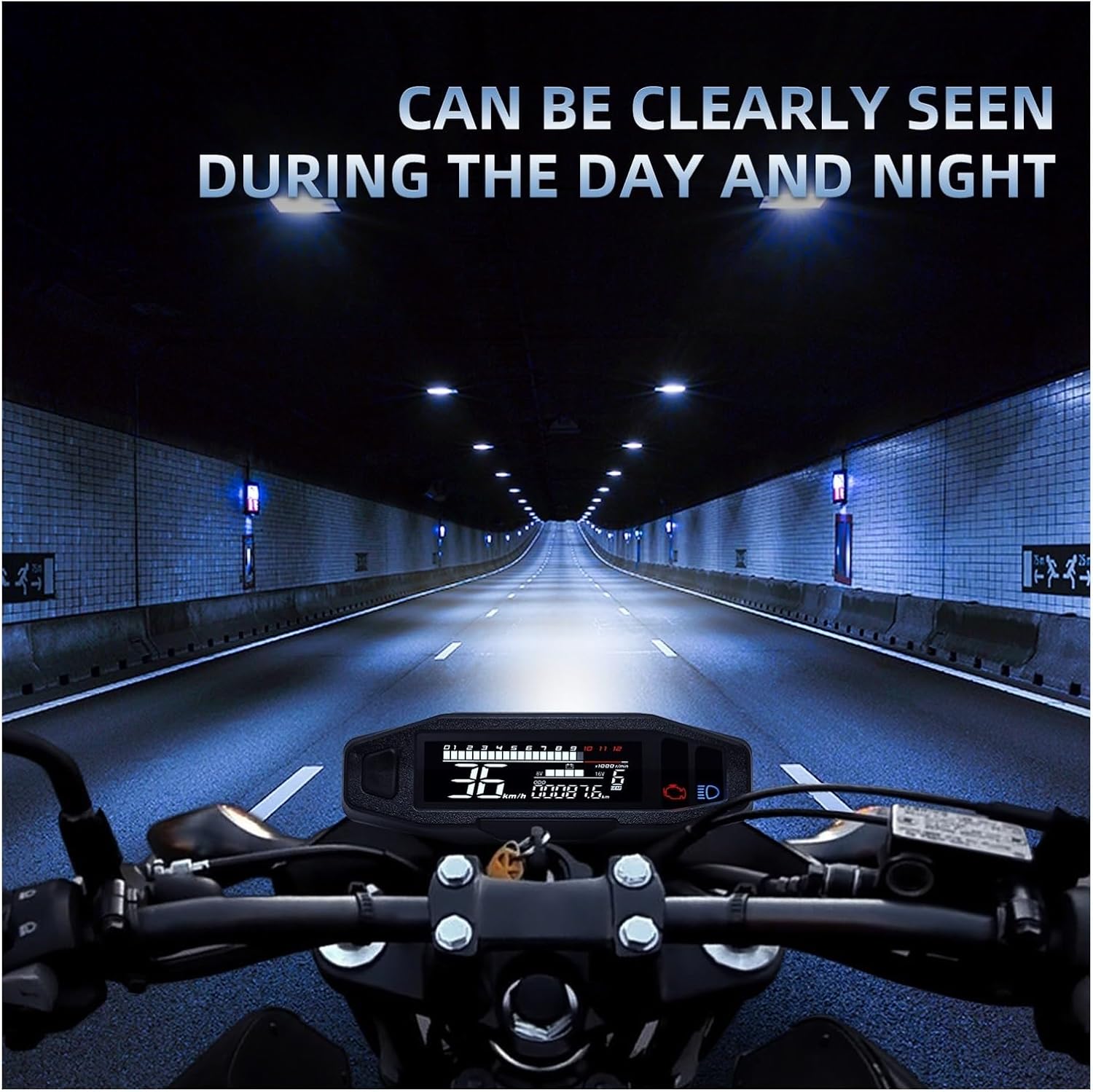 Motorcycle Speedometer Gauge Universal Motorcycle Digital Dash Tachometer KM/H with Turn Signal Light Voltmeter Oil Gauge Tacho Meters