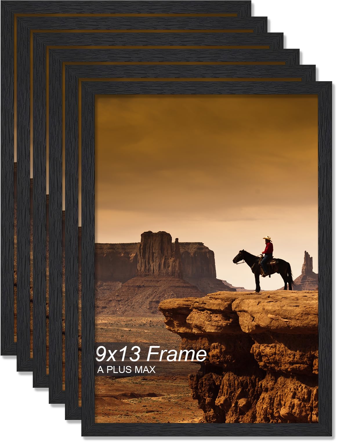 A PLUS MAX 9x13 Picture Frame Set of 6 Black Light Weight Wall Mount โ image 1