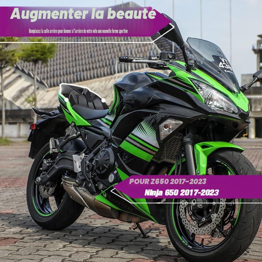 Ninja 650 Z650 Accessoires Siège arrière Capot Cache de Protection Capot ABS Plastique Vert Noir Blanc Compatible avec K-awasaki NINJA650 Z 650 2017 2018 2019 2020 2021 2022 2023(noir mat)