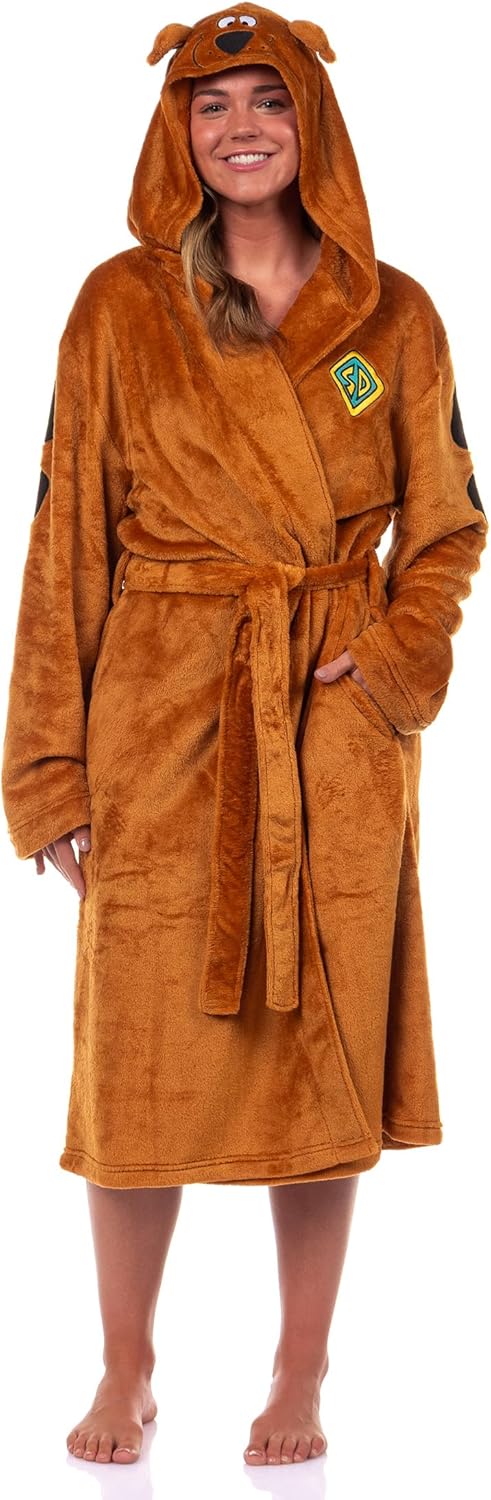 INTIMO Scooby-Doo Robe Men's Character Embroidered 3D Design Hooded Bathrobe For Adults