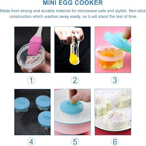 Miniatura 6 de Hemoton 4pcs Huevo Pocher Tazas Huevo Picaduras Molde Huevo Cocción de Vapor Cocina Cocina Desayuno Utensilio de Cocina para Huevos Pochados Poched