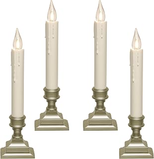 612 Vermont Vintage LED Battery Operated Window Candles with Timer, Bright Warm White Glow, VT-1806P-4 (Pack of 4, Pewter)