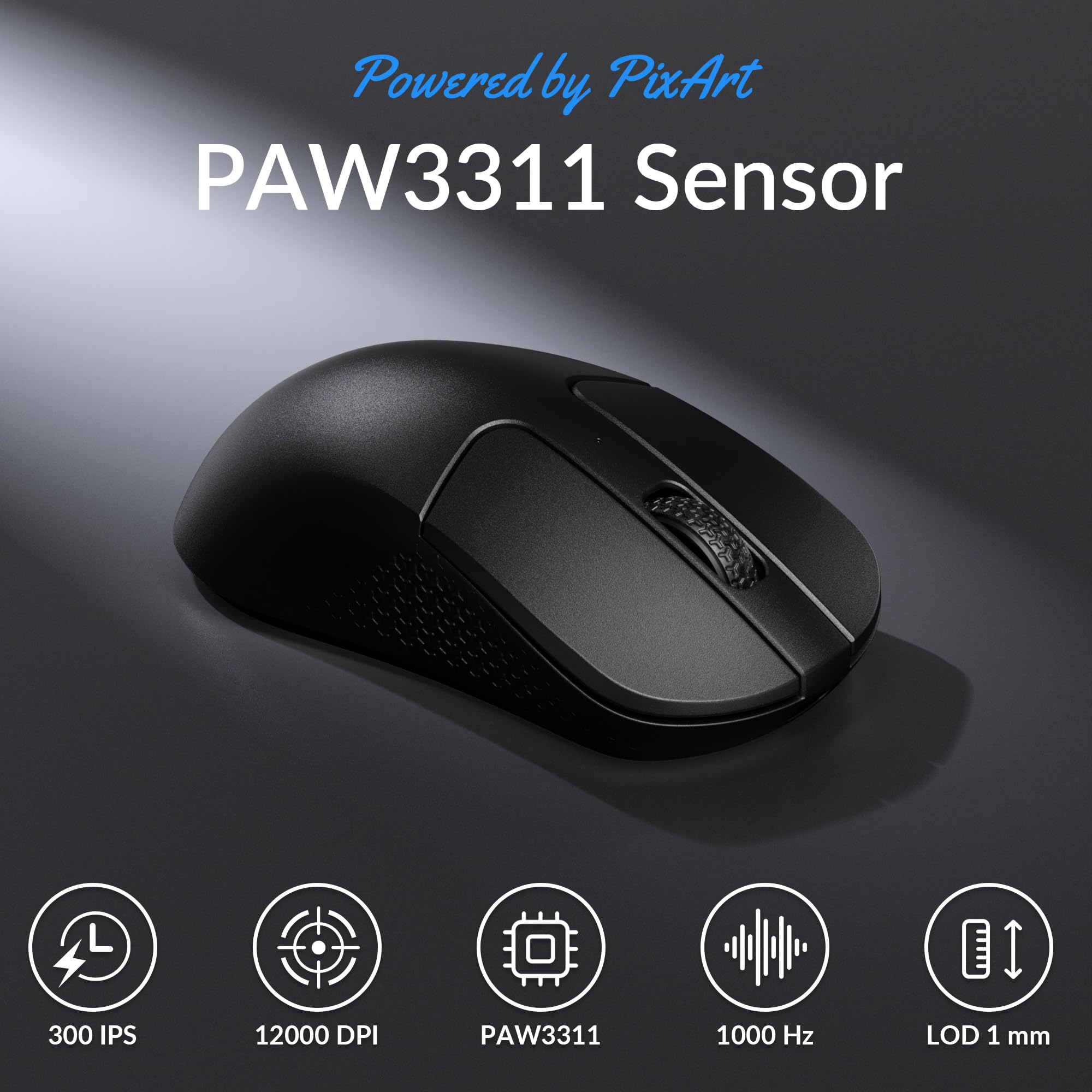 Keychron M3 Mouse Ottico Wireless, 2,4 GHz/Bluetooth 5.2/USB-C, 1000 Hz Frequenza di Polling, PixArt 3311, 12000 DPI, 300 IPS, Leggero ed Ergonomico, Mouse Programmabile per Windows, Mac e Linux, Nero