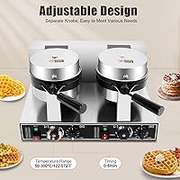 Vista 4 de Máquina para hacer gofres de doble cabezal de 19.7 x 15.4 x 11.8 pulgadas, de acero inoxidable, eléctrica, 110 V, 2400 W, antiadherente, doble