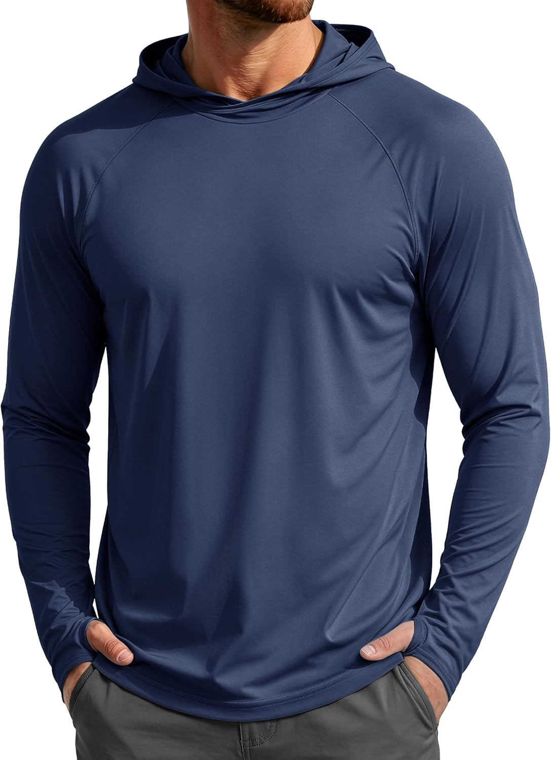 MAGCOMSEN Men's UPF 50+ Sun Protection Hoodies Quick Dry Long Sleeve Rash Guard Lightweight Hoodie Shirt Fishing Running