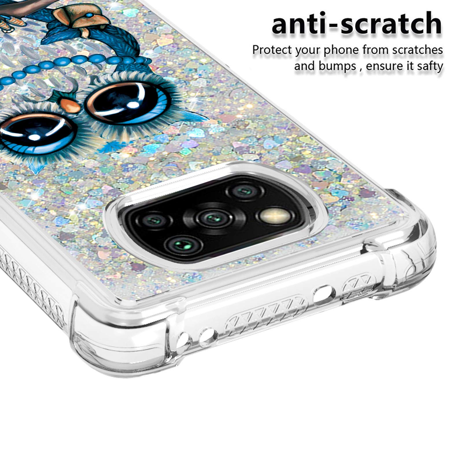 Compatibili con Custodia per Xiaomi Poco X3 NFC,Glitter Custodia TPU Silicone Protettivo Morbido Brillantini Quicksand Cover per Xiaomi Poco X3 NFC / X3 Pro / X3 Eule YB