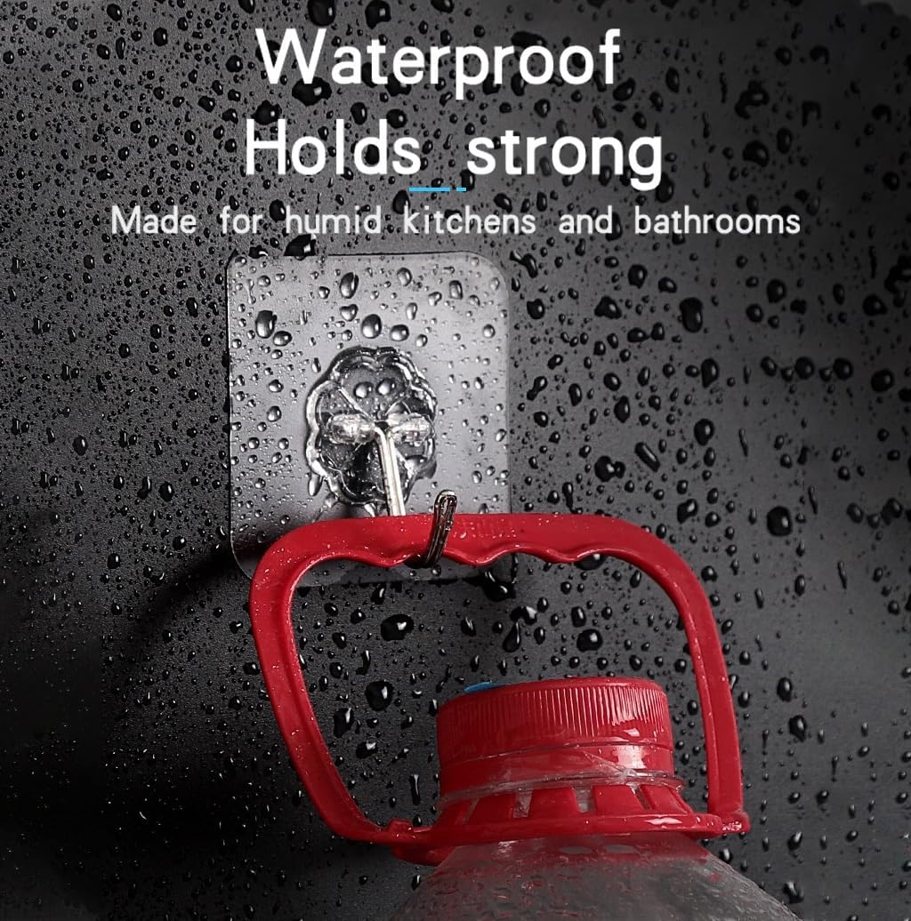 Adhesive Wall Hook, Set Heavy-Duty Thickened self-Adhesive Hook，16Pcs，33lb max Loading，Transparent, Waterproof, Bathroom, Outdoor, Kitchen, Doors, Practical Tools.
