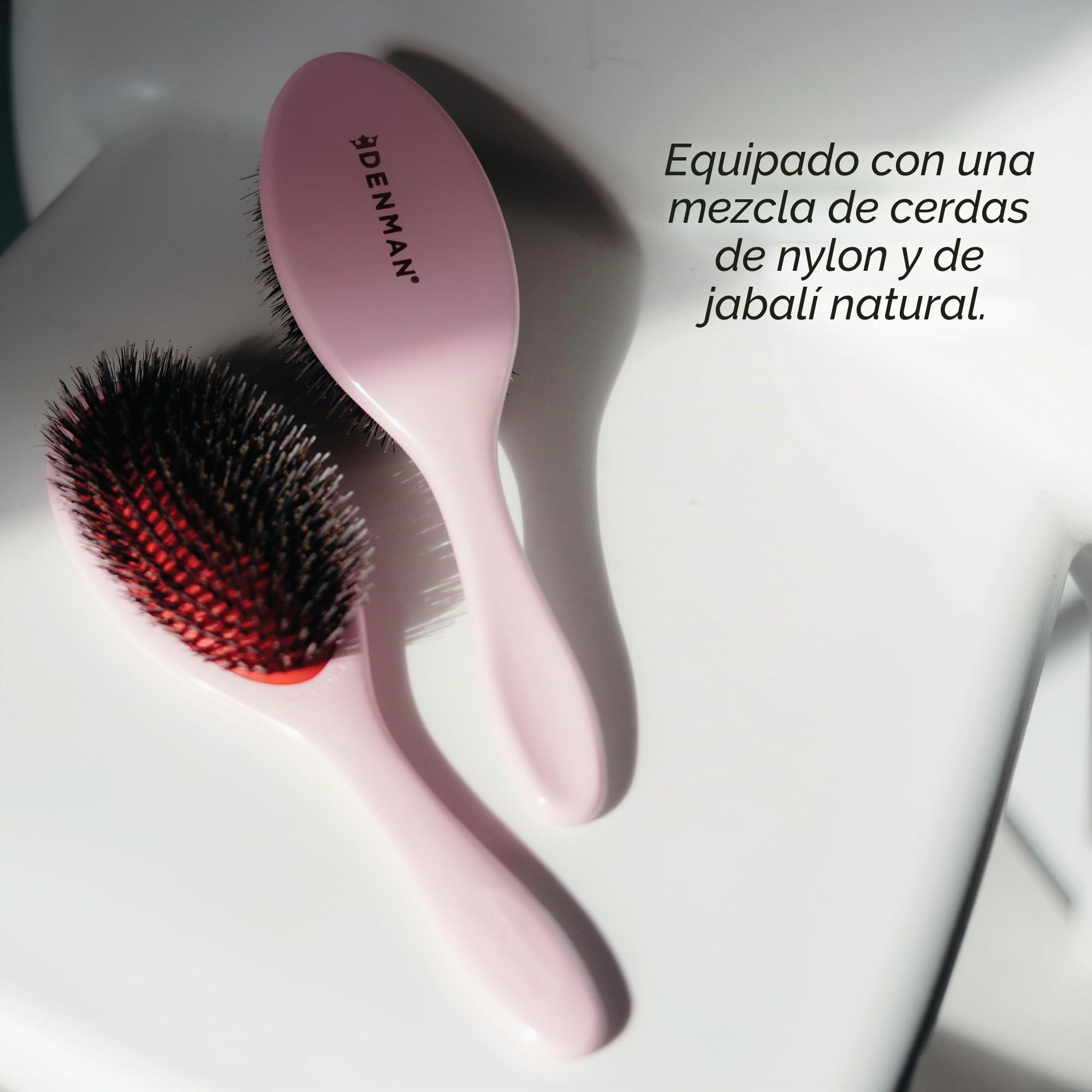 Denman Style & Shine Smoother Cepillo para el cabello (Mediano) con cerdas de púas de jabalí de nylon suave - Para alisar, desenredar, alisar – (Rosa Crush) D81M
