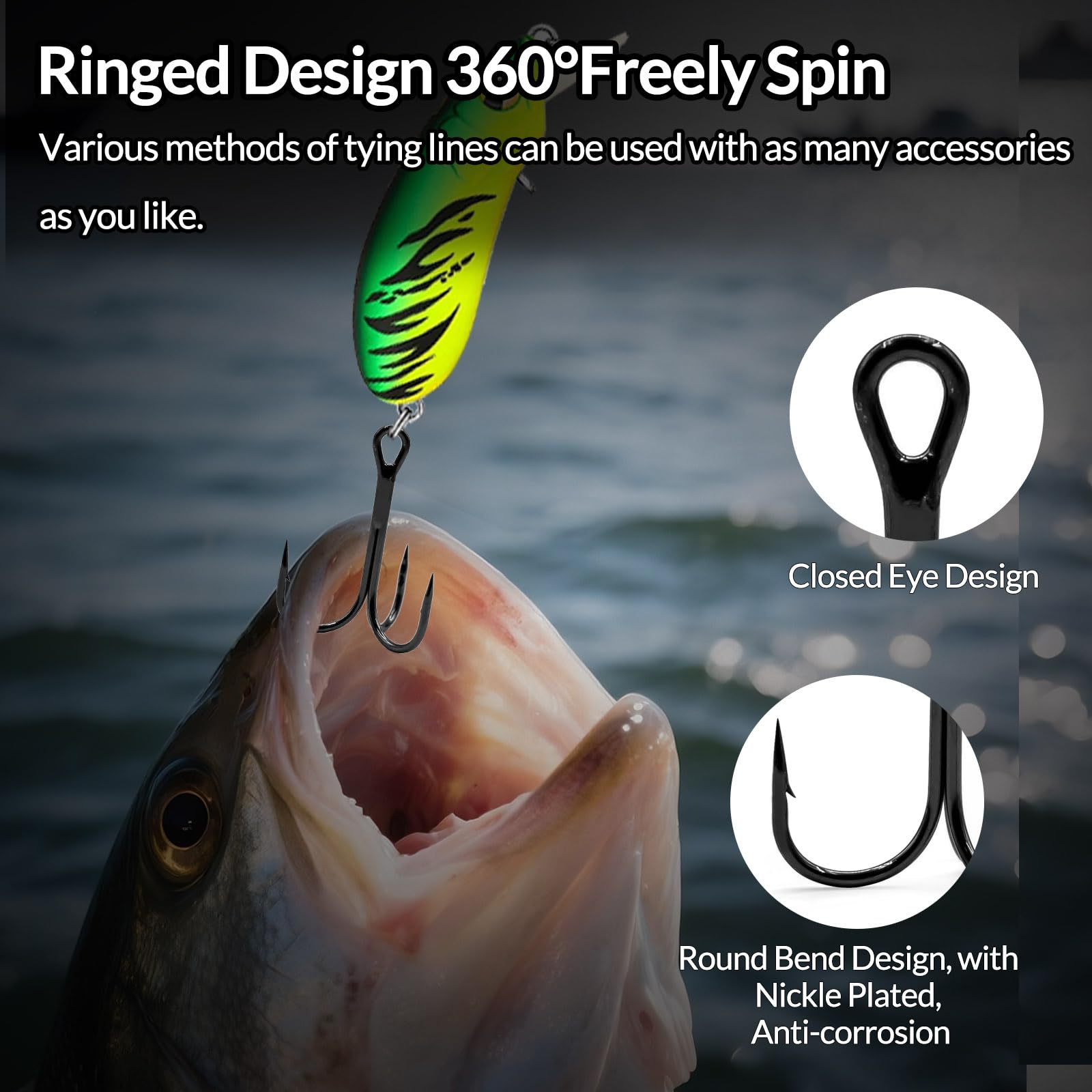 Ami tripli da pesca Ami da pesca con gancio triplo brabed in acciaio ad alto tenore di carbonio su esche rigide Accessori for la pesca in acqua salata
