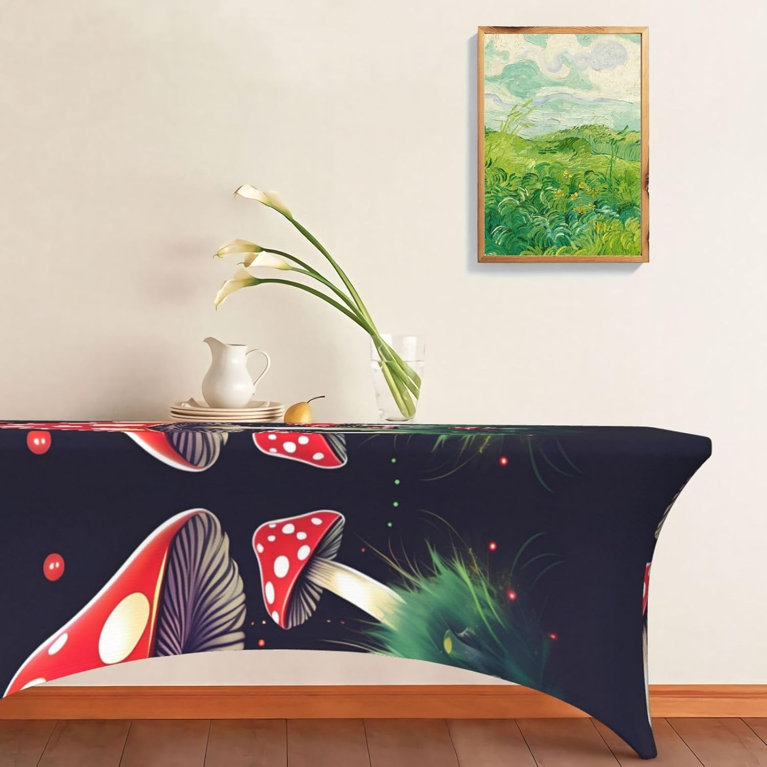 Magic Mushrooms Print Table Cover Rectangular Tablecloth for 6-Foot Tables for Wedding Banquets Outdoor