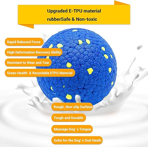 Miniatura 2 de Pelotas para perros de juguete para masticadores agresivos, bolas flotantes indestructibles y duraderas para perros para buscar, bola de goma sólida