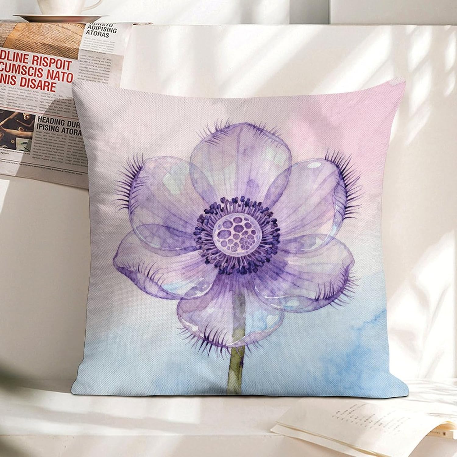 Ophthalmology Flower Pillow Protectors Cute Waterproof Pillow Cover Soft Skin-Friendly Cushion Case Decorative Square Cushion Cover for Couch Sofa Bed Living Room Bedroom