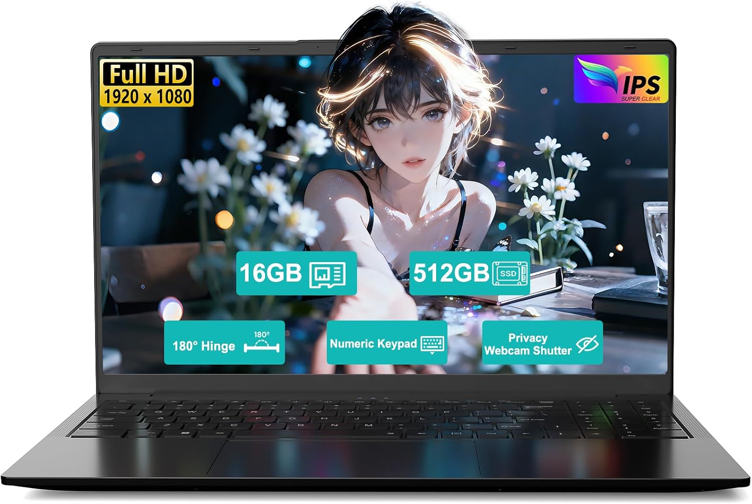 15.6" IPS FHD-Laptop: AMD Ryzen 5 (Beat i5-1135G7), 16GB RAM 512GB SSD | Radeon Vega 8 Graphics & 1 Years Warranty | Win 11 Business & Student Gaming-Notebook, 65W Fast Charge, HD Camera, Numpad, 2026