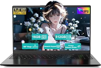 15.6" IPS FHD-Laptop: AMD Ryzen 5 (Beat i5-1135G7), 16GB RAM 512GB SSD | Radeon Vega 8 Graphics & 1 Years Warranty | Win 11 Business & Student Gaming-Notebook, 65W Fast Charge, HD Camera, Numpad, 2026