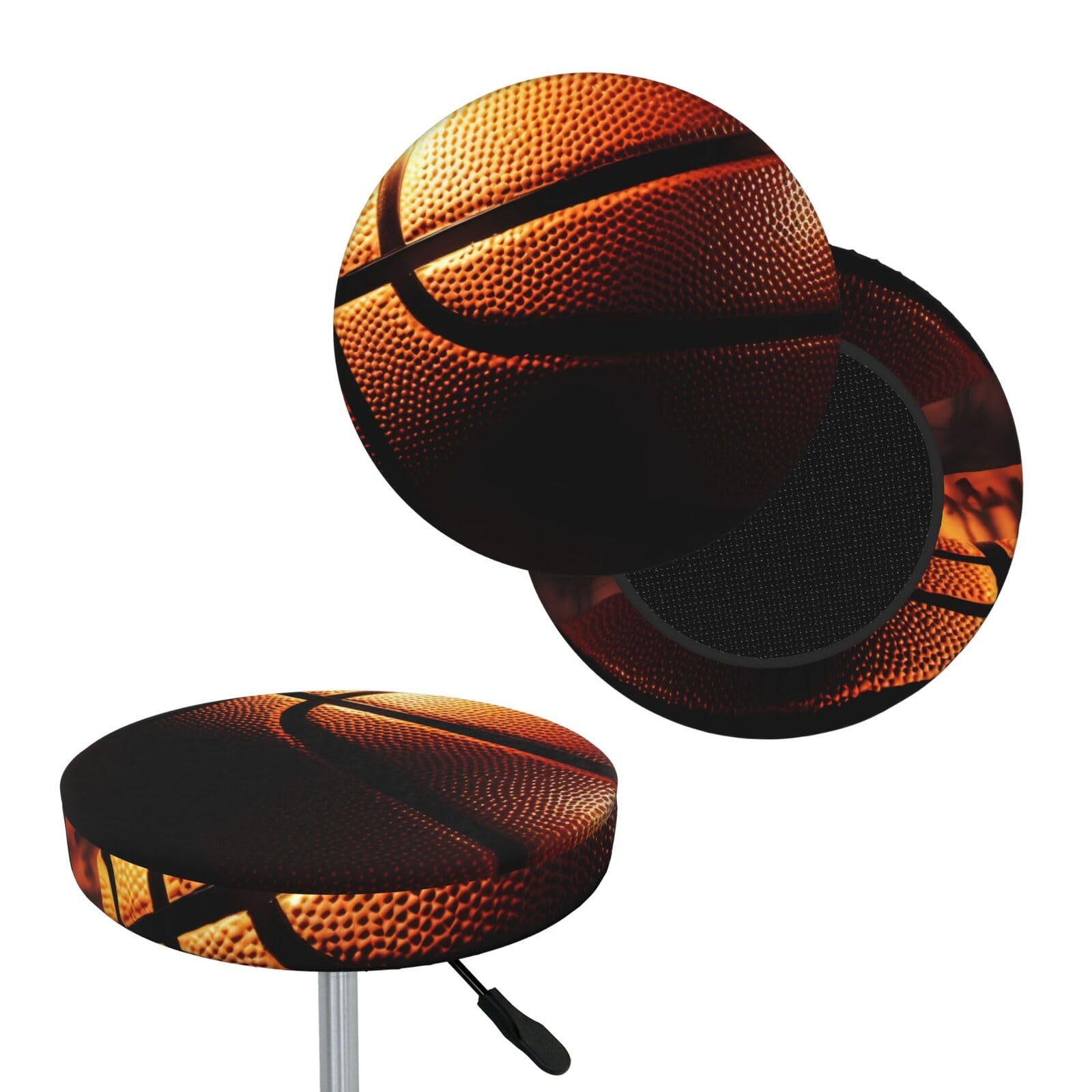FekiLoot Basketball Background Round Bar Stool Covers Stretch Washable Bar Stool Covers Dustproof Slipcover Bar Chair Covers with Elastic Band for Bar Kitchen Living Room Decor 13 Inch