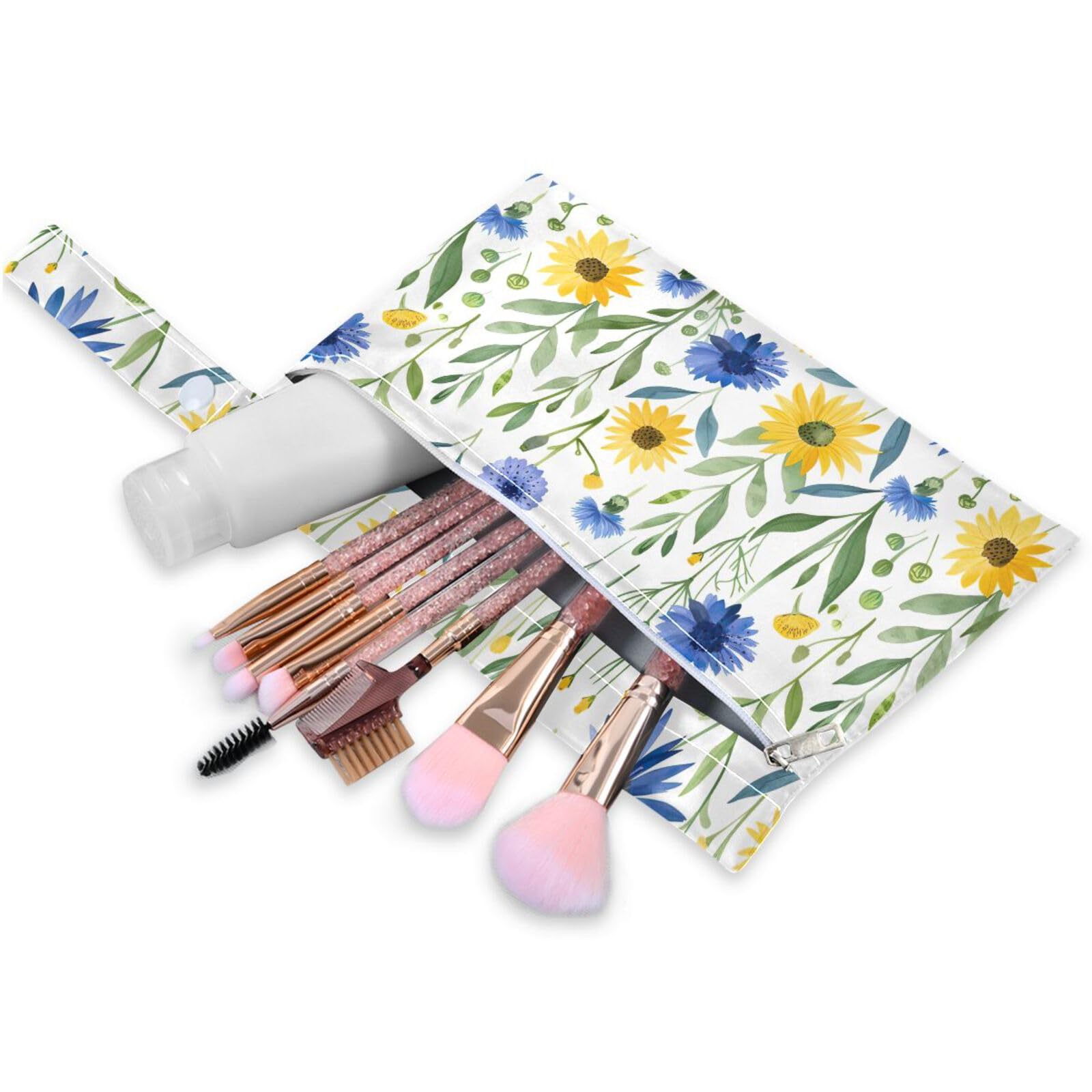 Coikll Wet Dry Bags for Cloth Diaper 2 Pack Waterproof Yoga Gym Bag for Swimsuit Wet Clothes Baby Items-?Blue and Yellow Daisies?