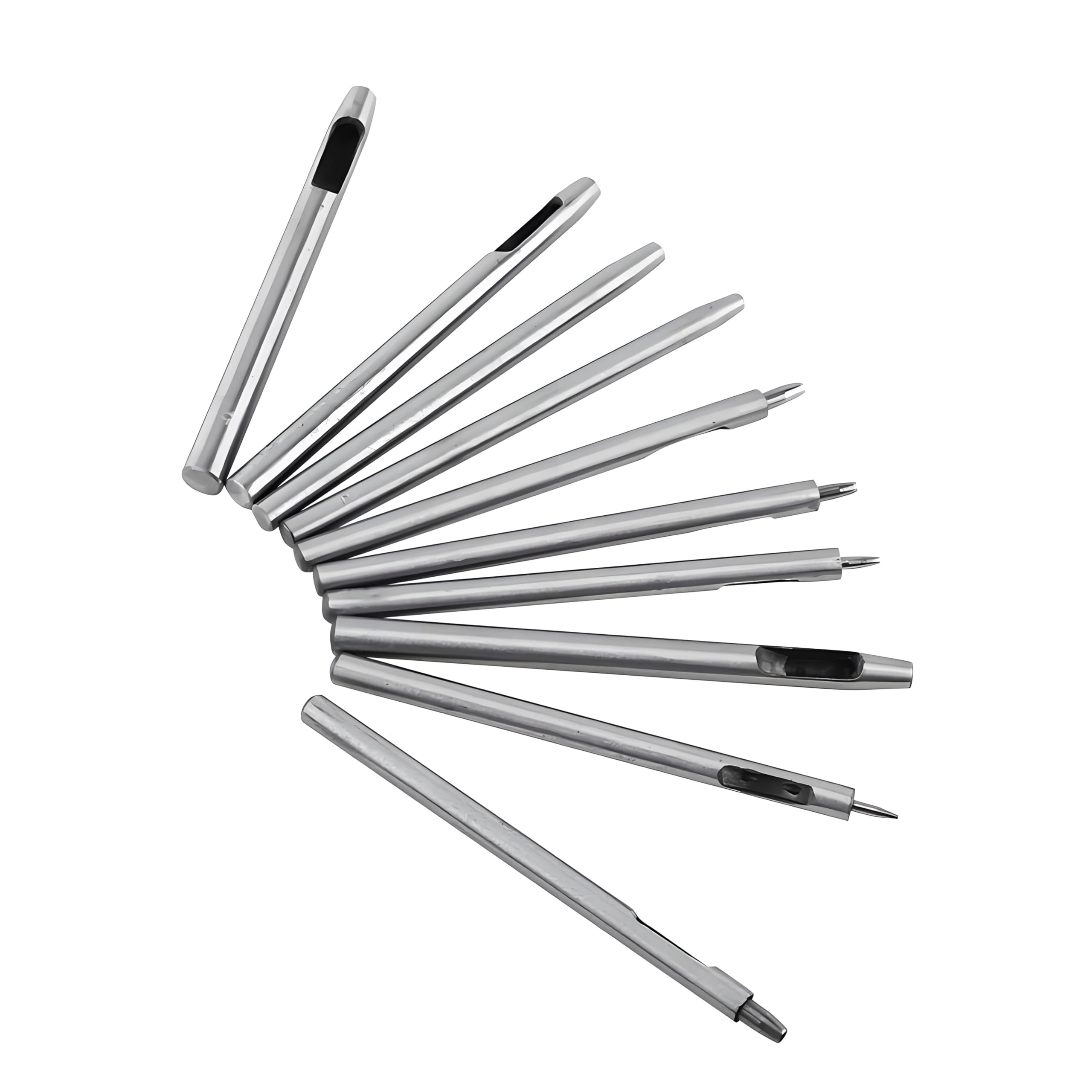 Juego 10PCS Punzones Cuero Metal 0.5-5mm Herramienta Perforación Para Cinturones Bolsos Tela
