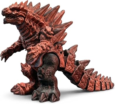 3D Printed Godzilla Monster Figure   Flexible Articulated Fidget Toy with Movable Joints   Detailed Textured Creature Model, Poseable Collectible Desk Decor for Home Office Display - RedBlack