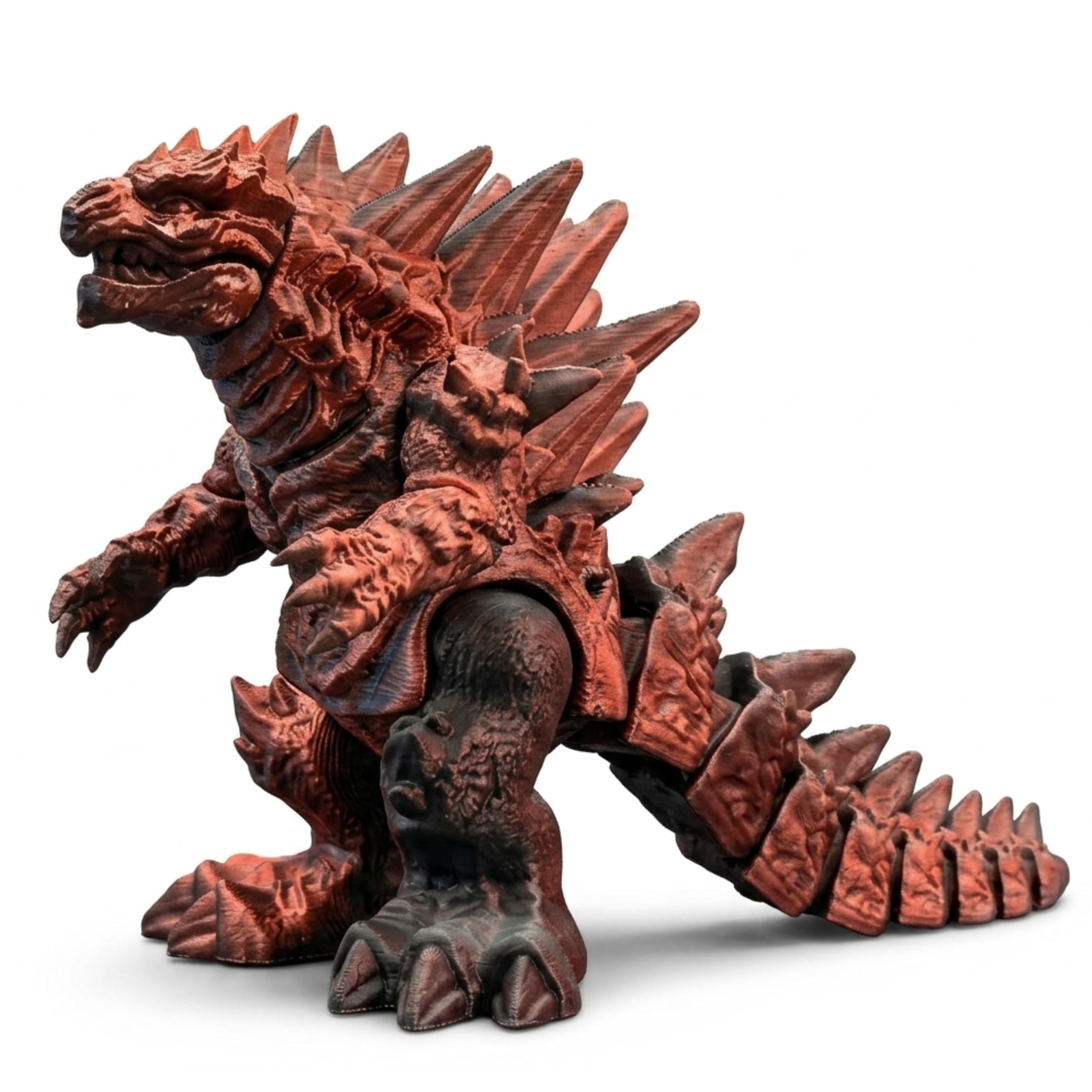 3D Printed Godzilla Monster Figure – Flexible Articulated Fidget Toy with Movable Joints – Detailed Textured Creature Model, Poseable Collectible Desk Decor for Home Office Display - RedBlack