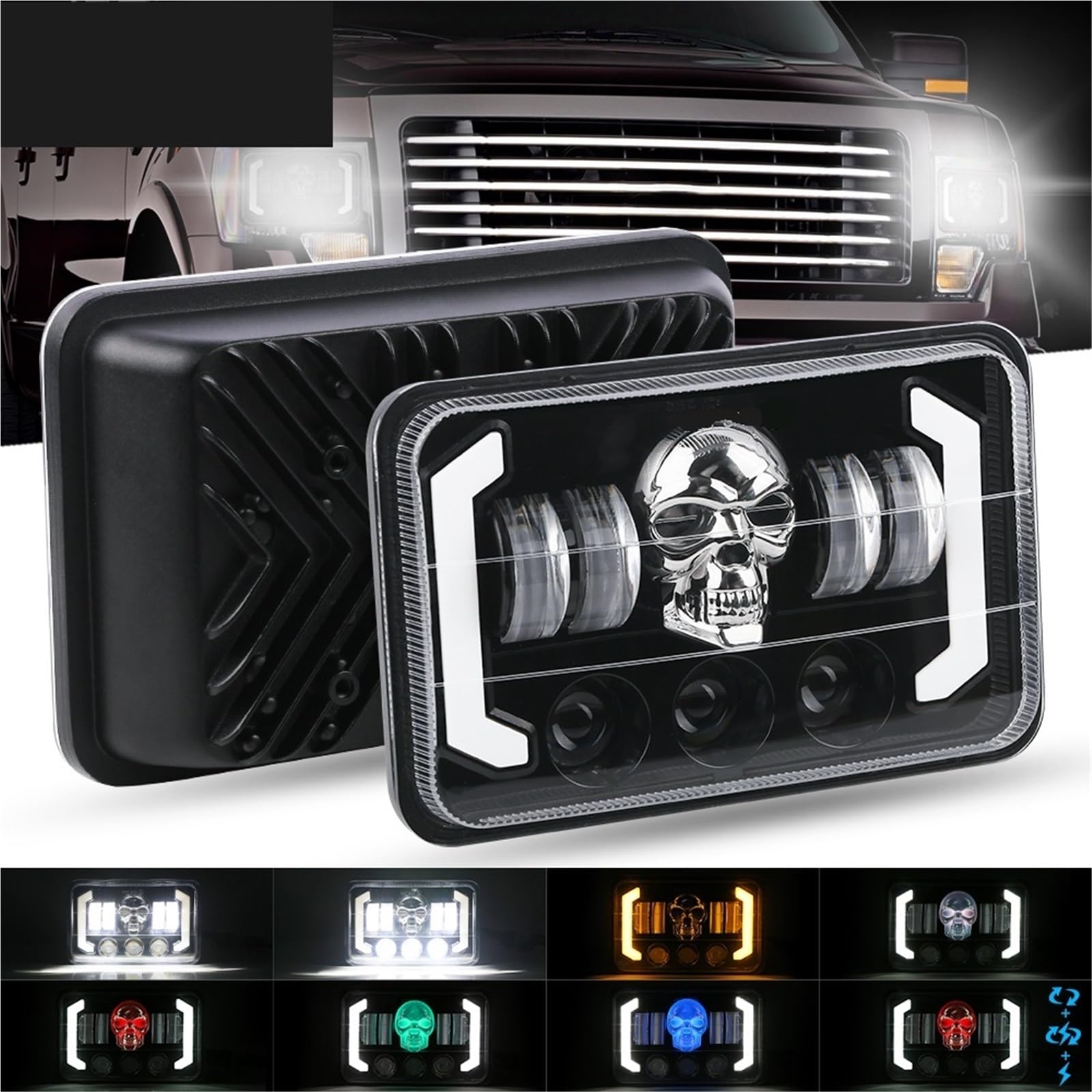 Zestaw reflektorów Reflektory 4x6 cali LED reflektor DRL Hi-Lo lampa pasuje do Jeep Wrangler JK Cherokee XJ 12V 24V(1PC)
