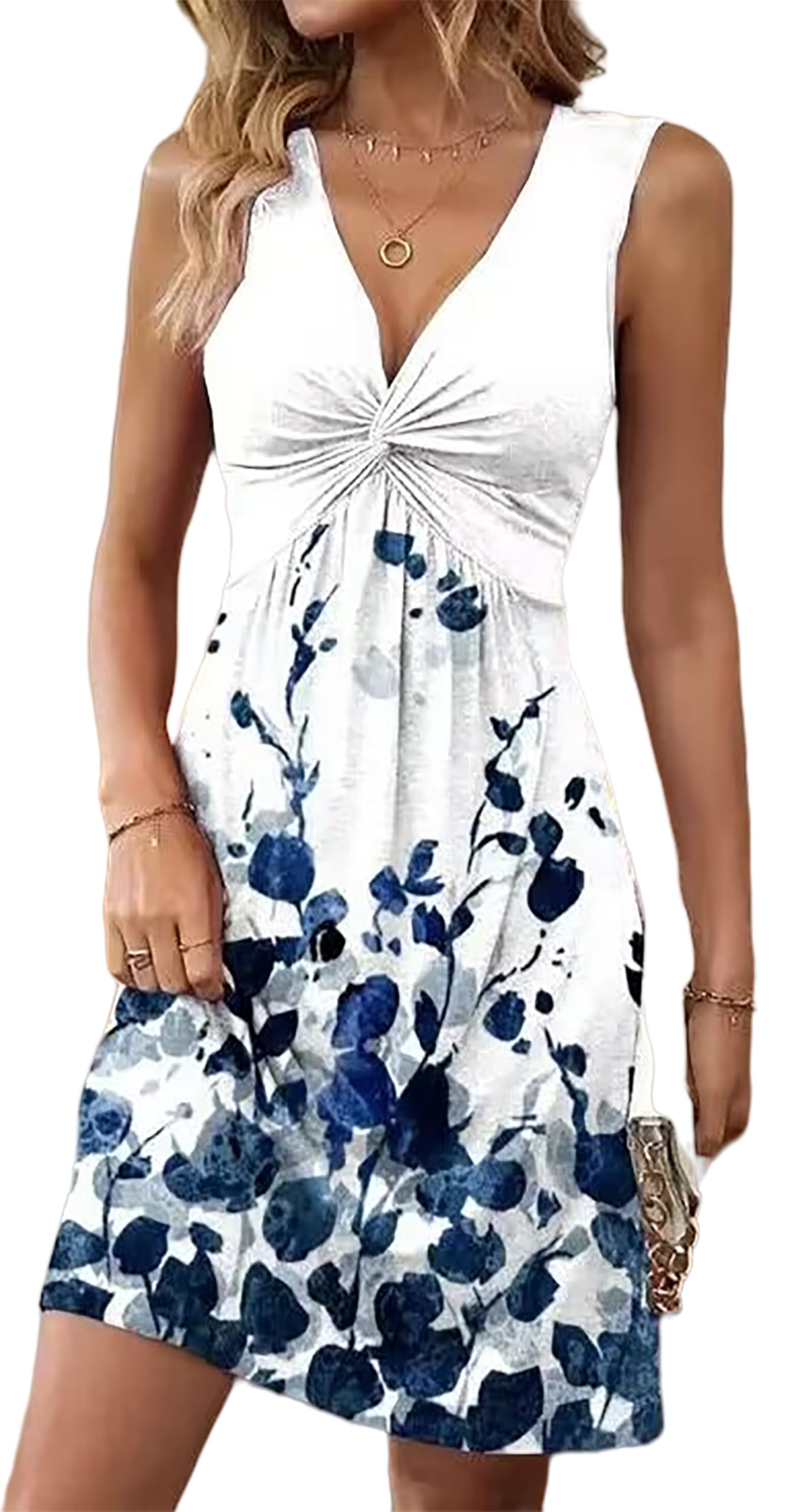 Summer Dresses Women Boho Floral Sundress Casual Country Concert Tank Dress