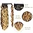Corn Wave Ponytail Extension Clip in - 22 Inch Long Wavy Curly Wrap Around Pony Tail Heat Resistant Synthetic Hairpiece for Women (Brown Mixed Blonde 12H24)