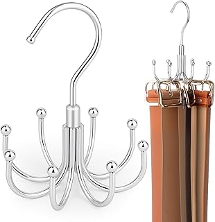 ZEDODIER Belt Organizer for Closet, Heavy-Duty Rotating Belt Hanger Rack Holds up to 24 Belts, Hanging Space Saving Metal Belt Holder for C...