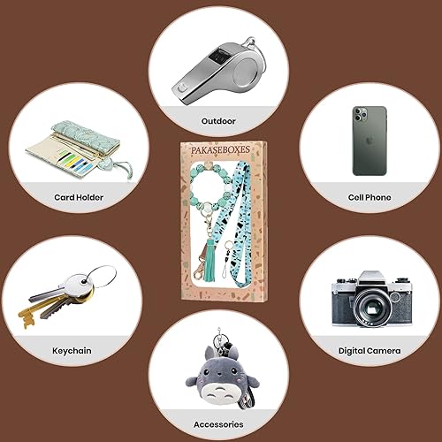 Miniatura 5 de PAKASEBOXES Cordones para llaves, juego de cordón de cuello largo y llavero de pulsera, bonito llavero para mujer, regalo del día de la madre