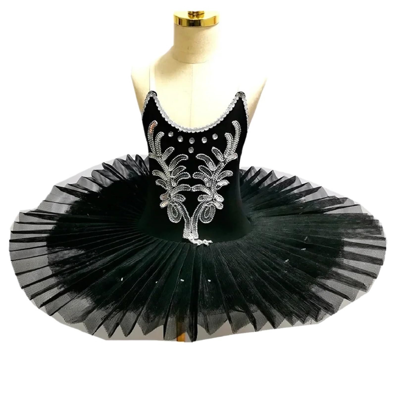 Jhsdhyd Girls Black Ballerina Dress Ballet Tutu Skirt For Children's Swan Lake Costumes Kids Belly Dance Clothing Stage Performance Dress(,140Cmheight)