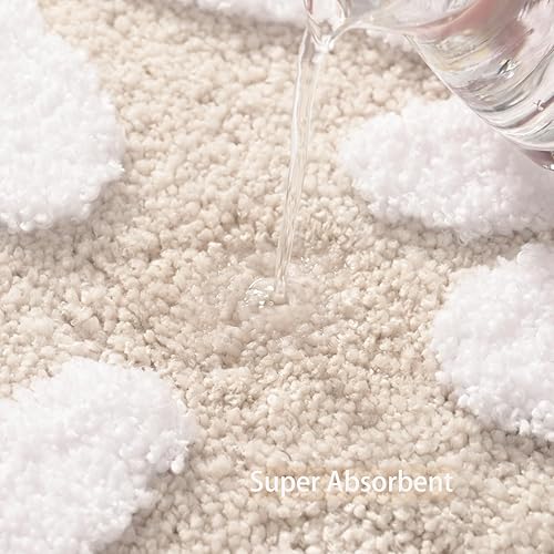 Miniatura 10 de QJHOMO Alfombras de inodoro en forma de U, tapete de baño beige con bonito contorno de margaritas, grueso y suave, lavable a máquina, tapetes de