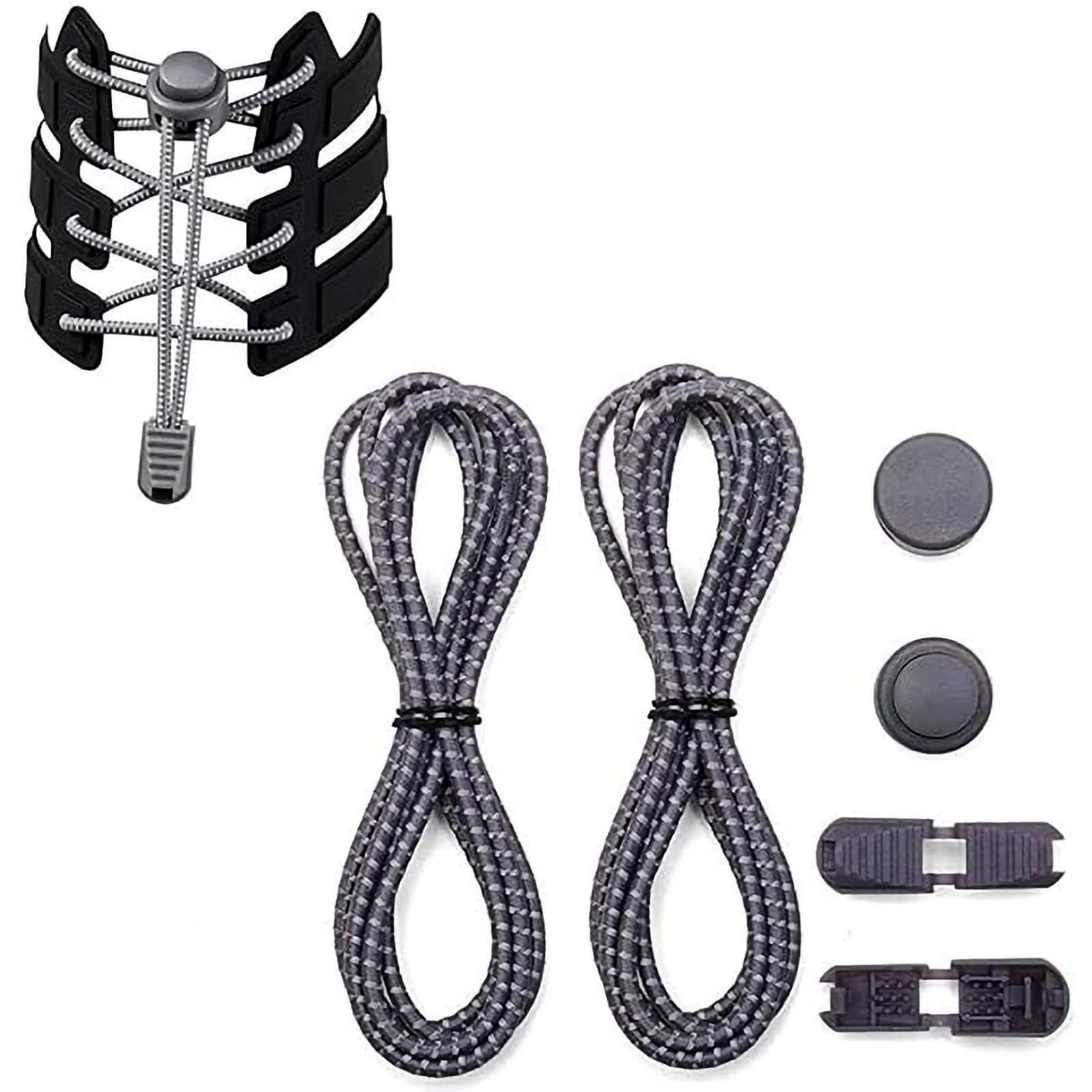 BOLDSTUFFNo Tie Shoelaces Elastic Shoe Laces for Sneakers No Tie Shoelaces Lock Shoe Laces Tieless Black for all type Shoes Set for Adults-Unisex | Quick Lace Length: 100 CM |