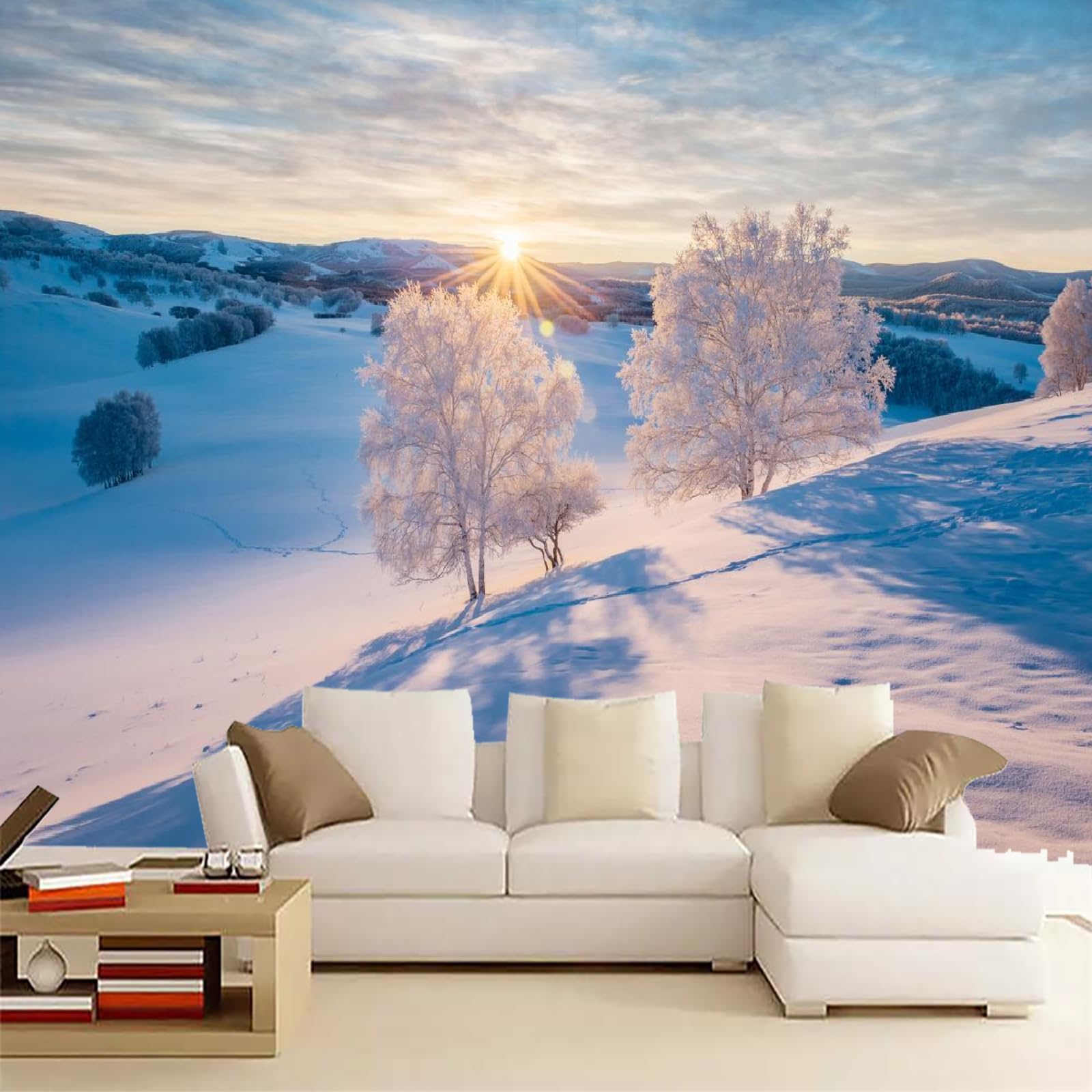 Papier peint amovible Arbres Dans La Neige décoration chambre