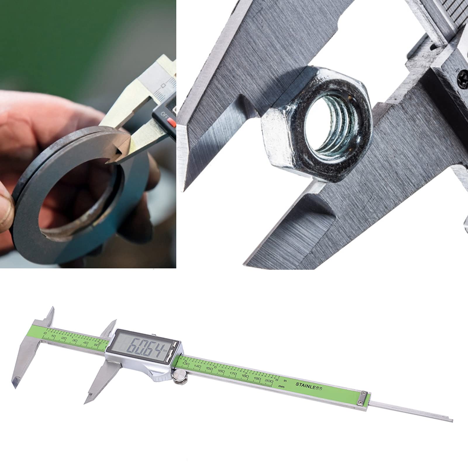 Calibrador digital vernier preciso acero inoxidable calibre de regla electrónica de alta resistencia para medición de bricolaje (200 mm)