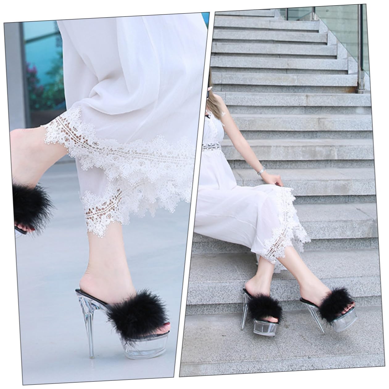 Holibanna High Heels Feder Mit Hohen Absätzen Sandalen Klare Plattform Hausschuhe für Frauen- Größe 37