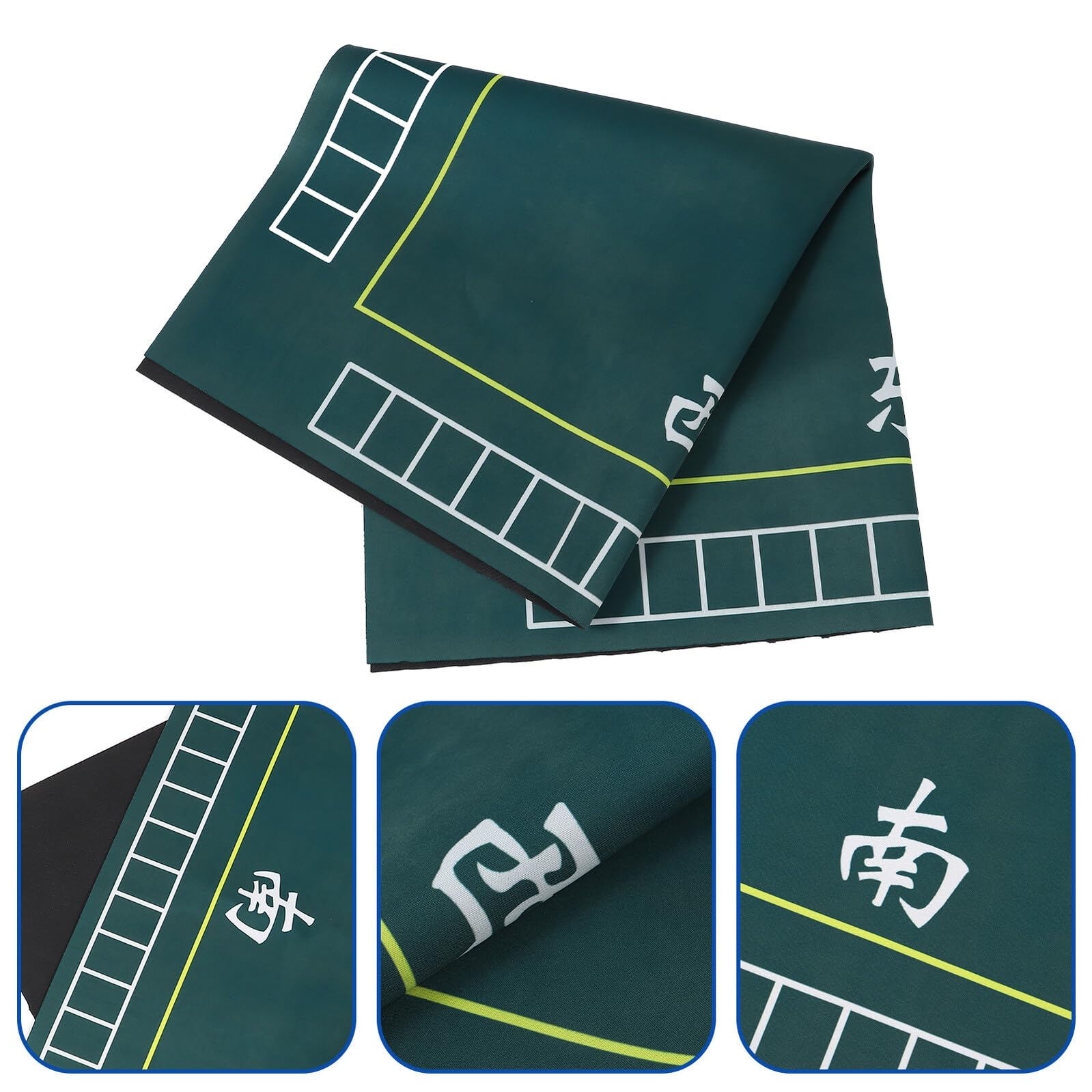 Tappeto da Gioco Mahjong Quadrato Verde, Poliestere e Gomma | Copertura per Chips e Rastrelliere Carte, Protezione Duratura, Riduzione del Rumore, Formato Singolo