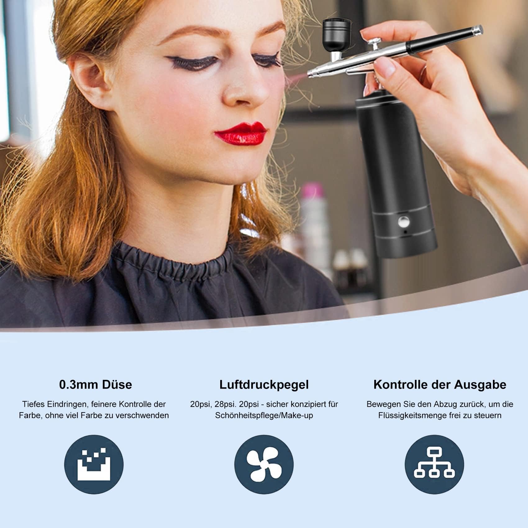 Daakro Wireless Airbrush Set with Air Compressor, Portable Handheld Cordless Mini Rechargeable Air Brush for Makeup, Cake Decoration, Nail Art, Tattoos, and Face Painting