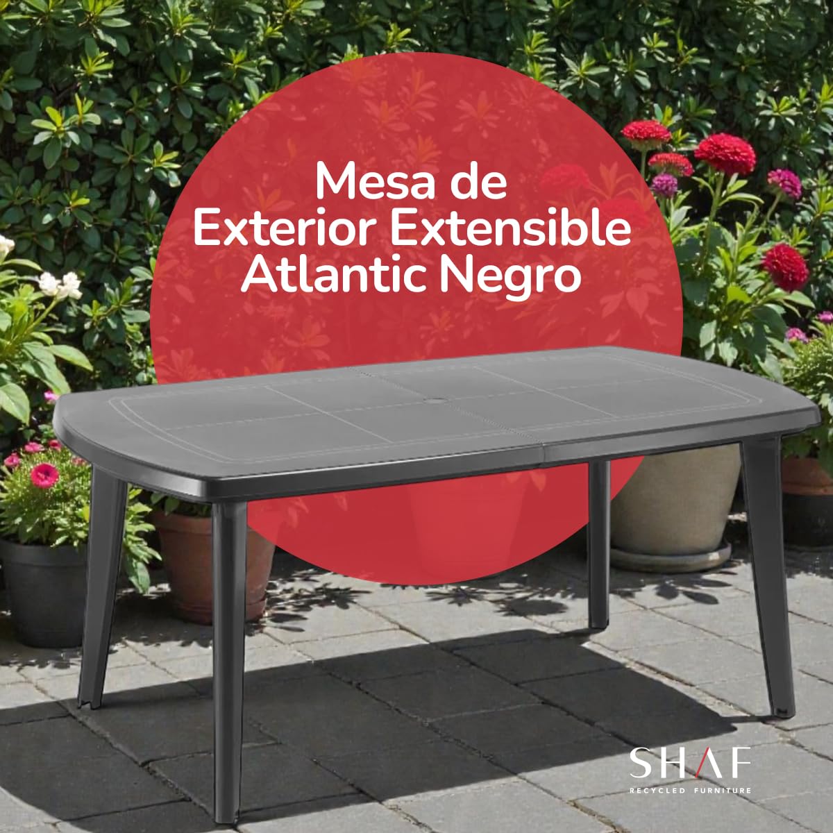 SP Berner Shaf - Atlantic | Mesa Jardin Extensible de Color Verde | Fabricado en España con Materiales Reciclados