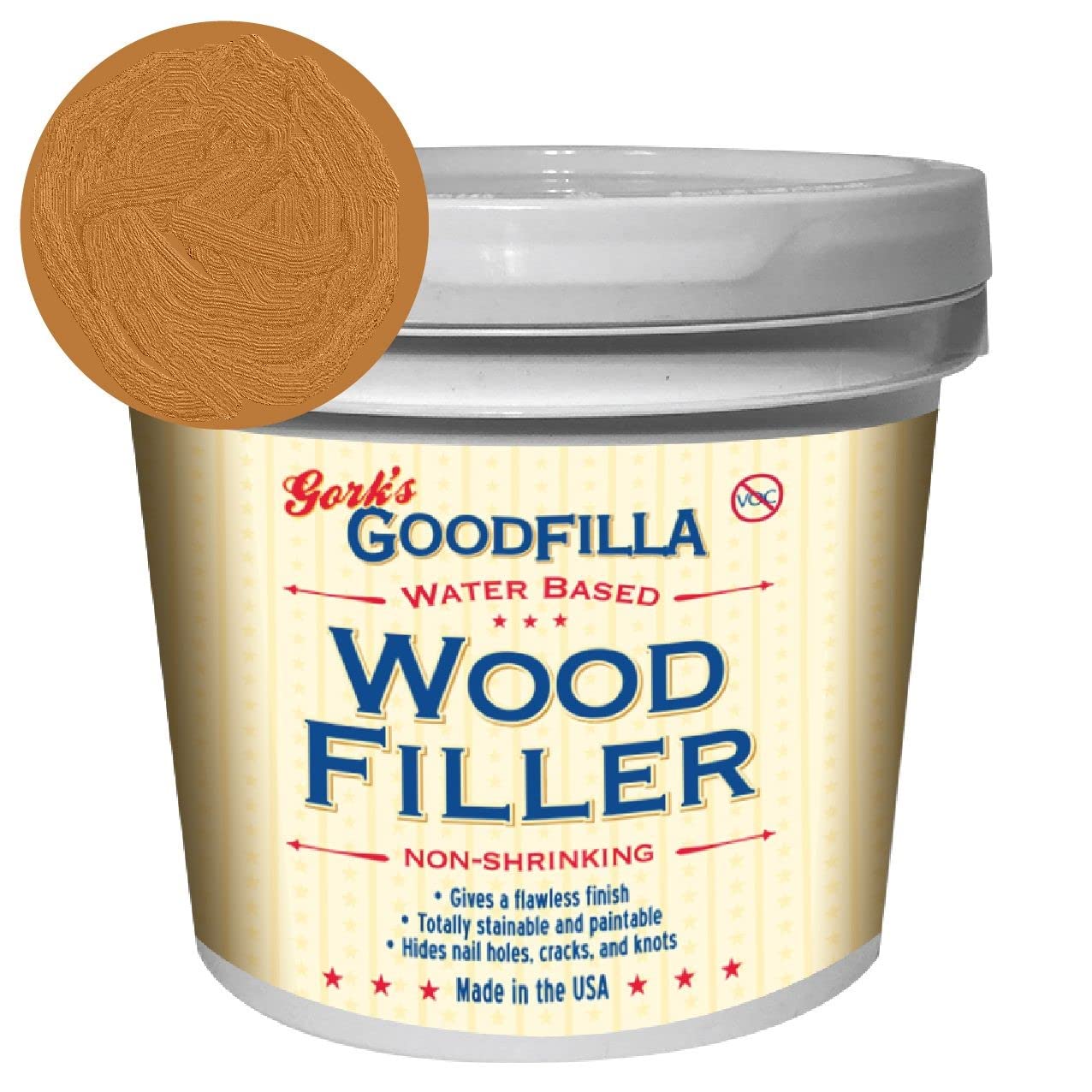 Water-Based Wood & Grain Filler (Trowel Ready) - Red Oak - 1 Gallon by Goodfilla | Replace Every Filler & Putty | Repairs, Finishes & Patches |