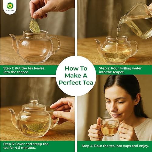 Miniatura 4 de SUNBELEAF Té de hoja de guayaba (5.47 onzas), 300 hojas enteras secas, hojas de guajava guayaba vietnamita 100% puras, sabor tropical suave, té de