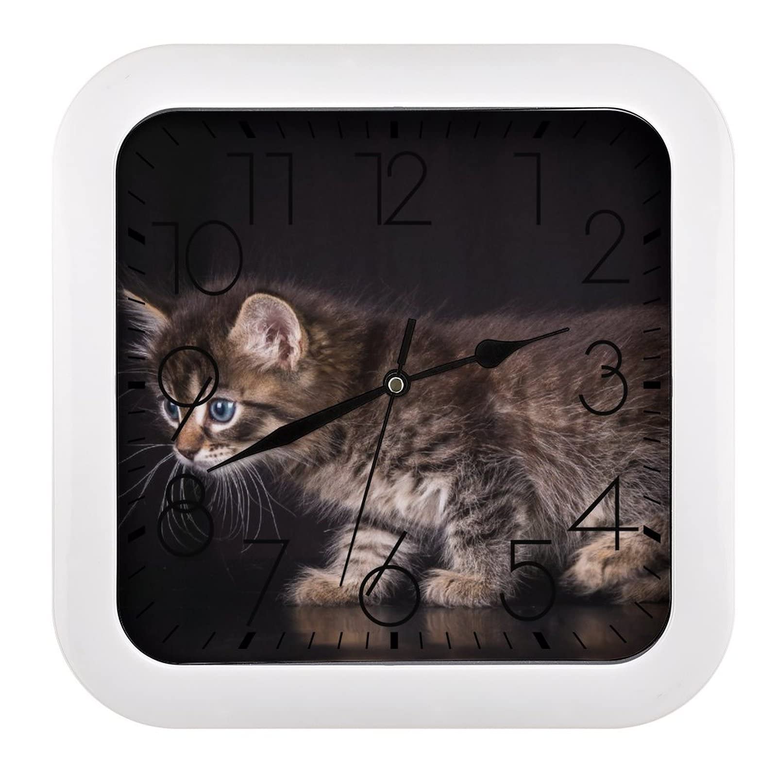 Pendule murale silencieuse chaton mignon de 26cm pour un espace calme sans aucun bruit de tic-tac