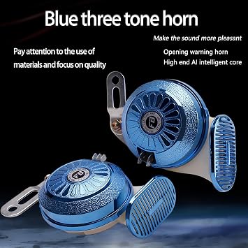 FARBIN 24V Train Horn for Truck Super Loud, Variable 3 Sound Modes Horn 130db with Wiring Kit for Truck Train Bus Lorry (Blue, 24V)