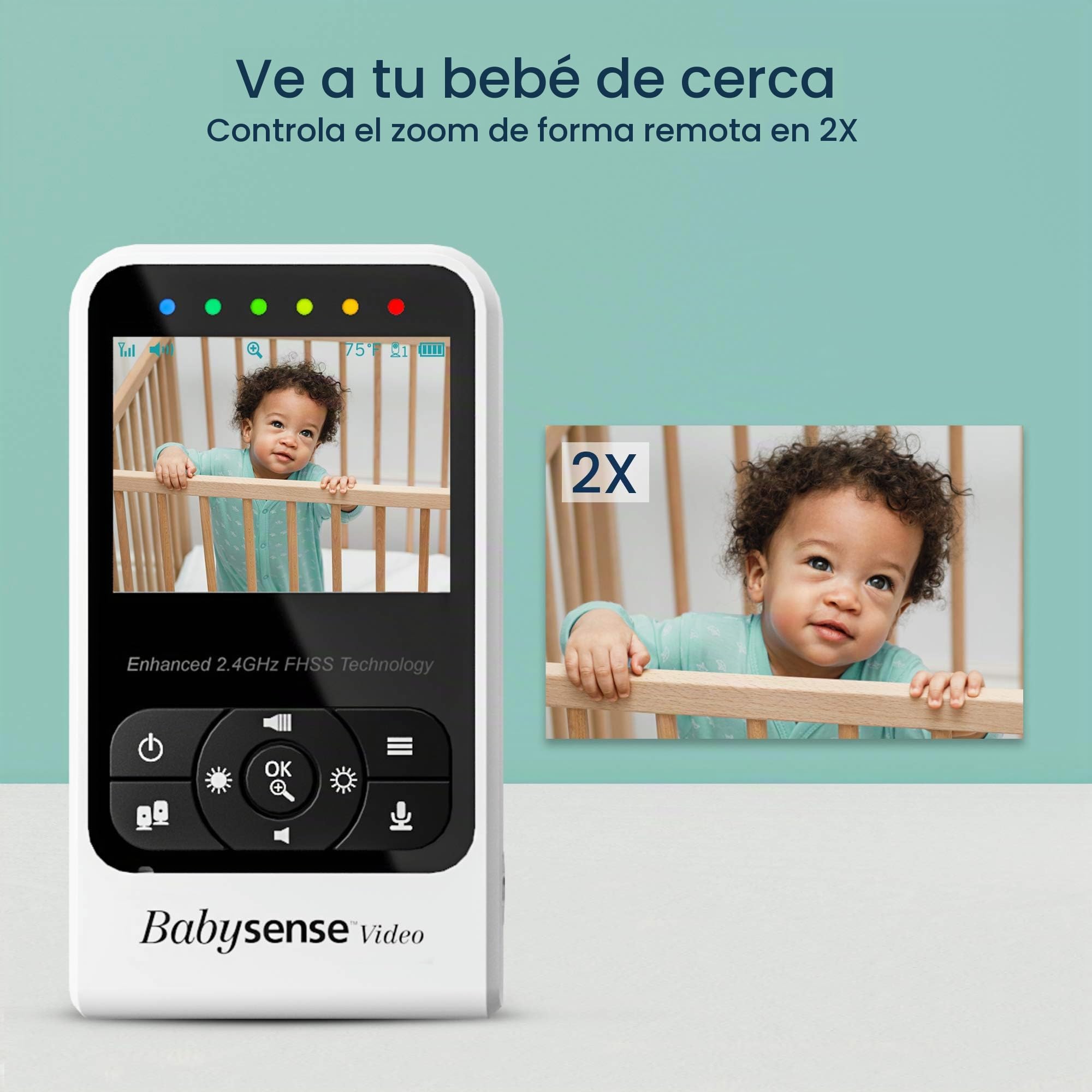 Babysense Vigilabebés con Video con cámara y Audio, Pantalla de 2.4 ", suministrado con Dos cámaras, Canciones de Cuna y Ruido Blanco, Modelo V24R_2
