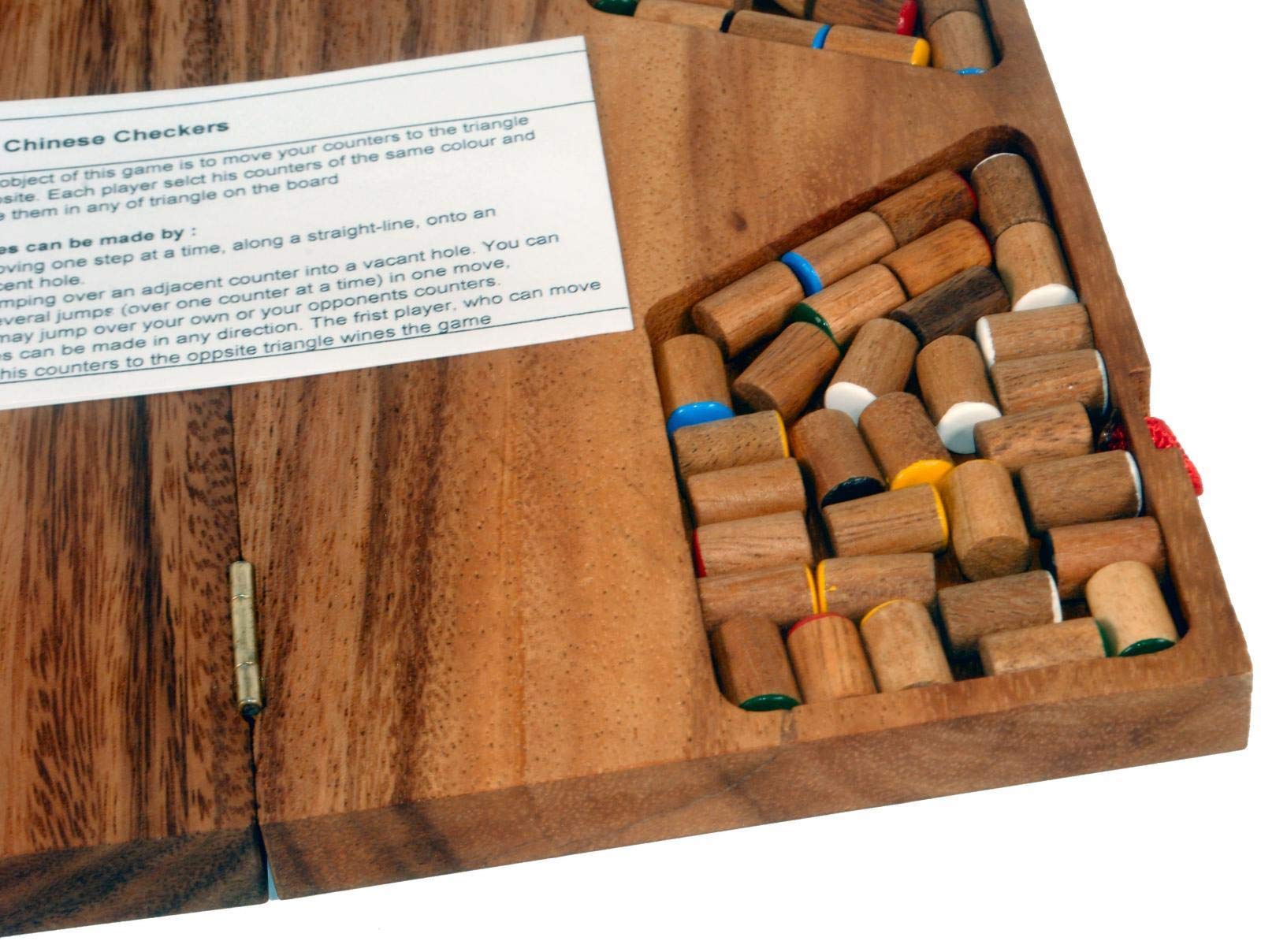 Terrapin Trading Ltd Jeu de Dames Chinois en Bois de Bois de Pluie en Bois thaïlandais équitable Commerce Boîte en Bois 24x13x3