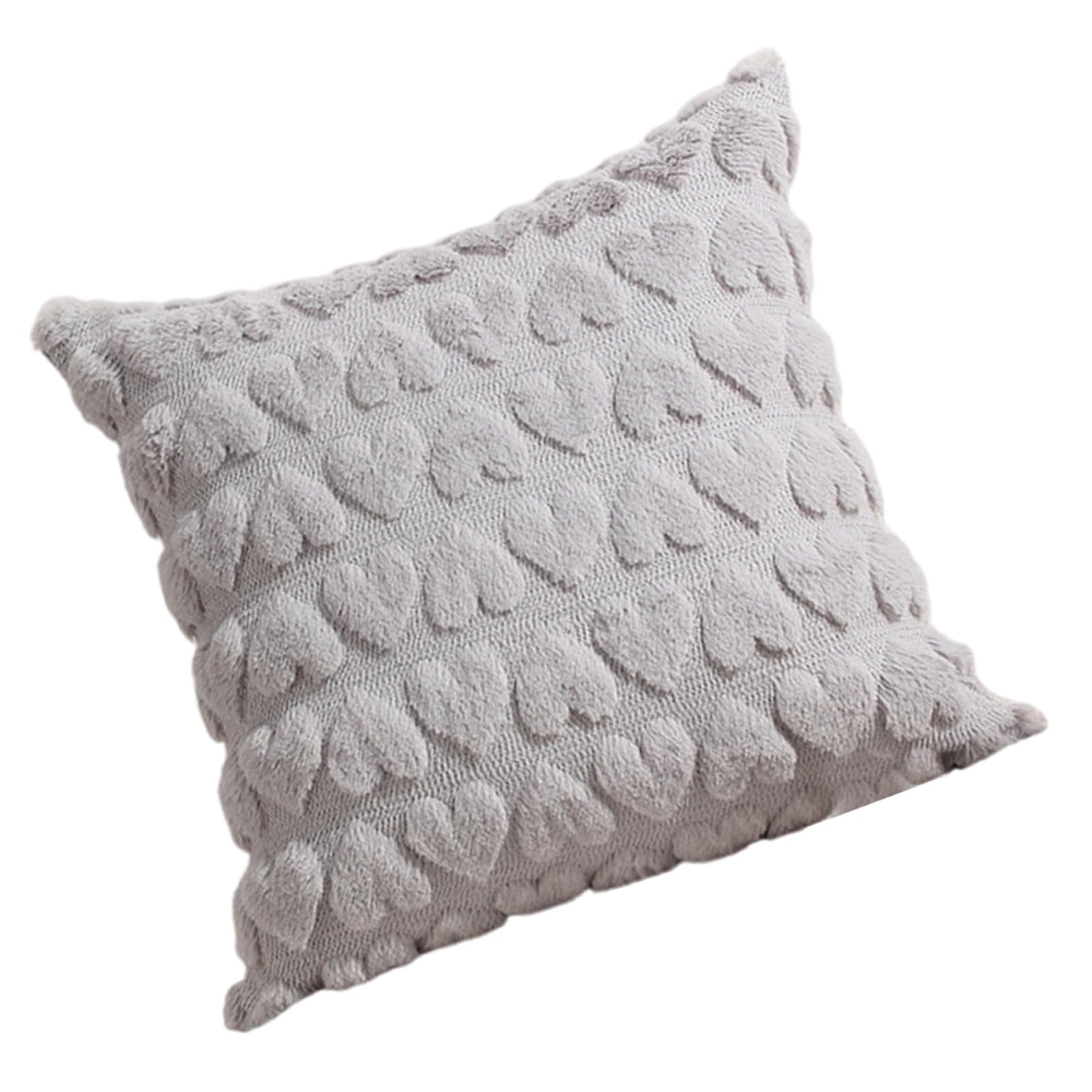Tsophreniq Love Heart Accent Pillowcase with Florals Embroidery, Soft Snow Plushes Pillow Cushions for Romantics Home Throw Pillow Covers