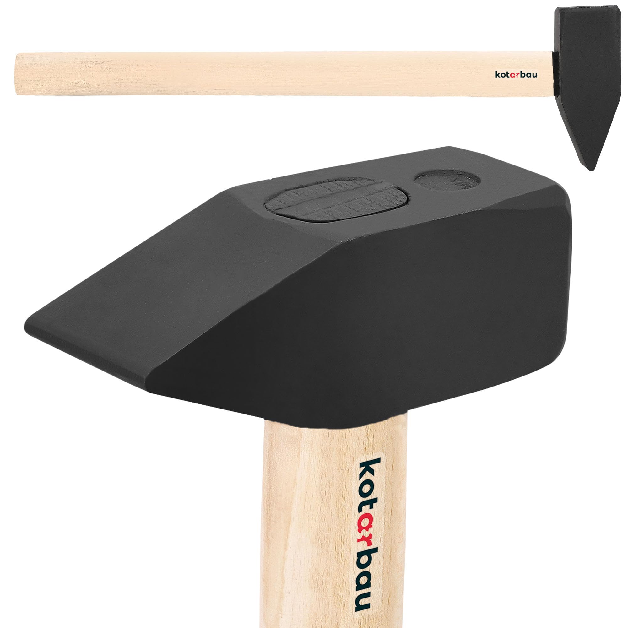KOTARBAU® Martillo - 5 kg - Acero - Maza Cuña Leña - Maza Albañil - Mazo Demolicion - Machota Albañil - con Mango de Madera - 70 cm - Negro & Natural