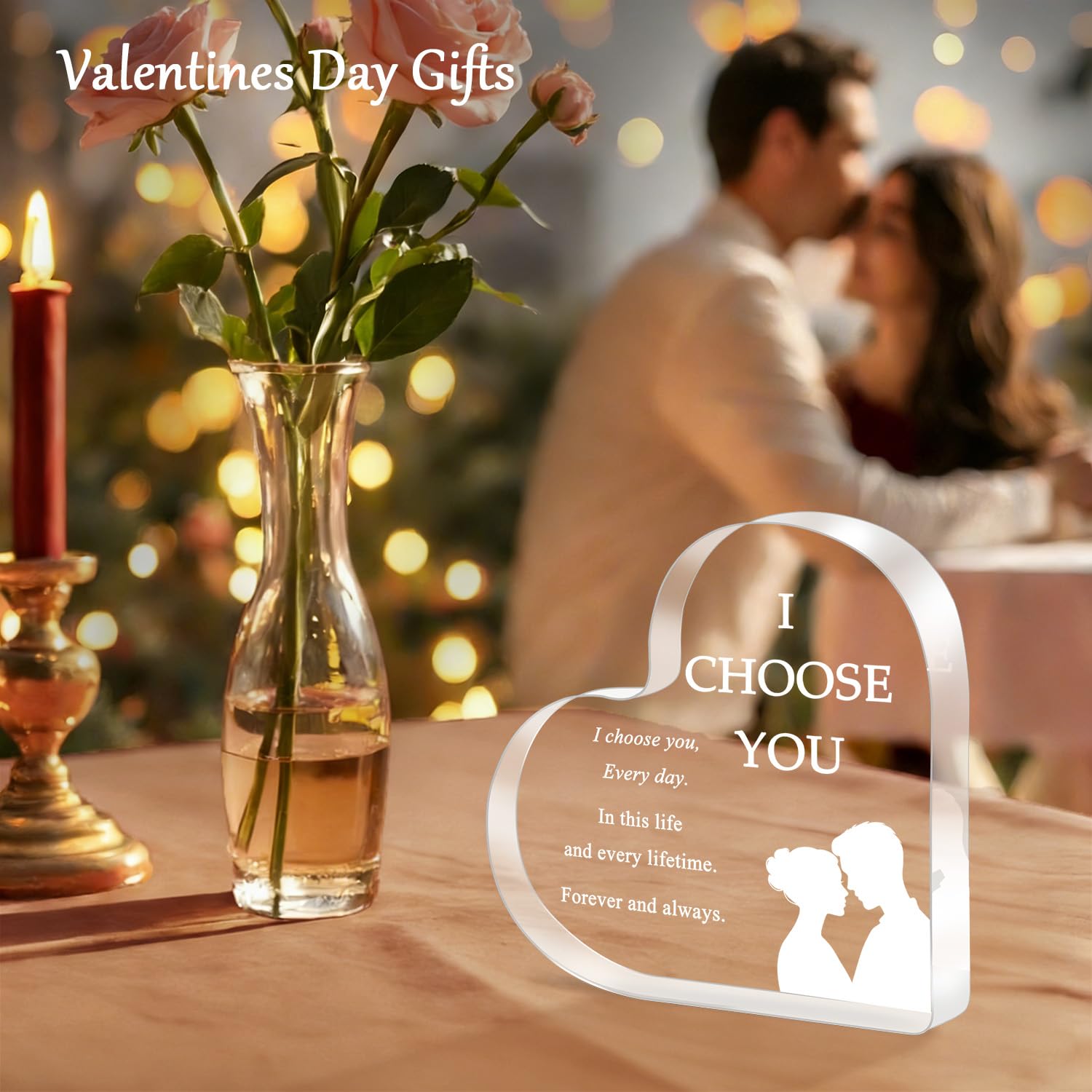 Birthday Gifts for Girlfriend Boyfriend Wife Husband, I Choose You Gifts for Him Her – Acrylic Heart Plaque Romantic Gift, Anniversary Wedding Valentine's Day Birthday Gift Home Decor