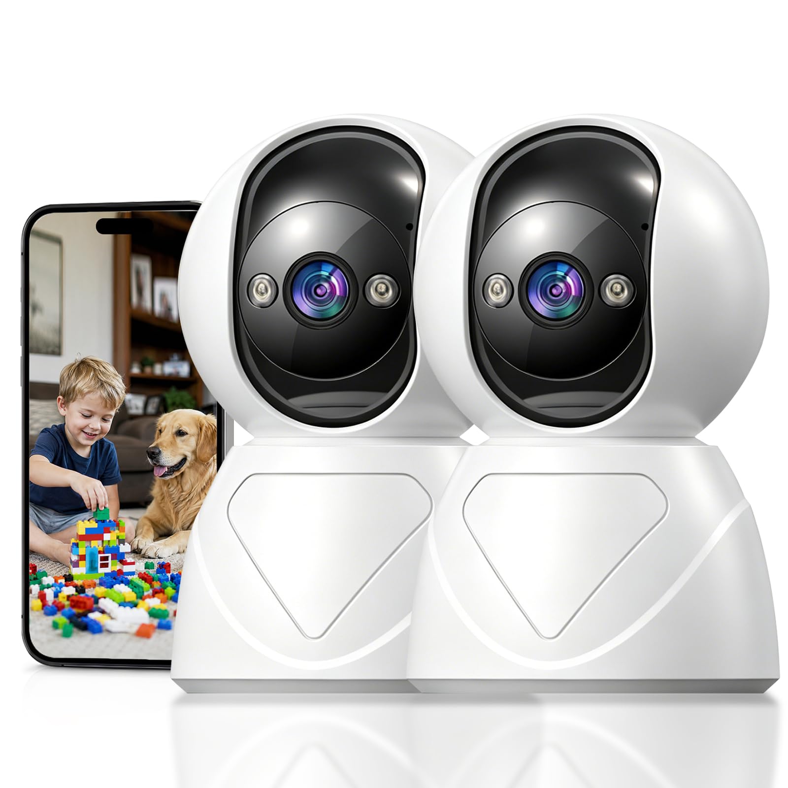 Caméra de sécurité d'intérieur inclinable 5G/2,4 G, 1080p pour moniteur de bébé/personne âgée, caméras de vidéosurveillance WiFi, sirène d'alarme, vision nocturne, conversation bidirectionnelle, SD