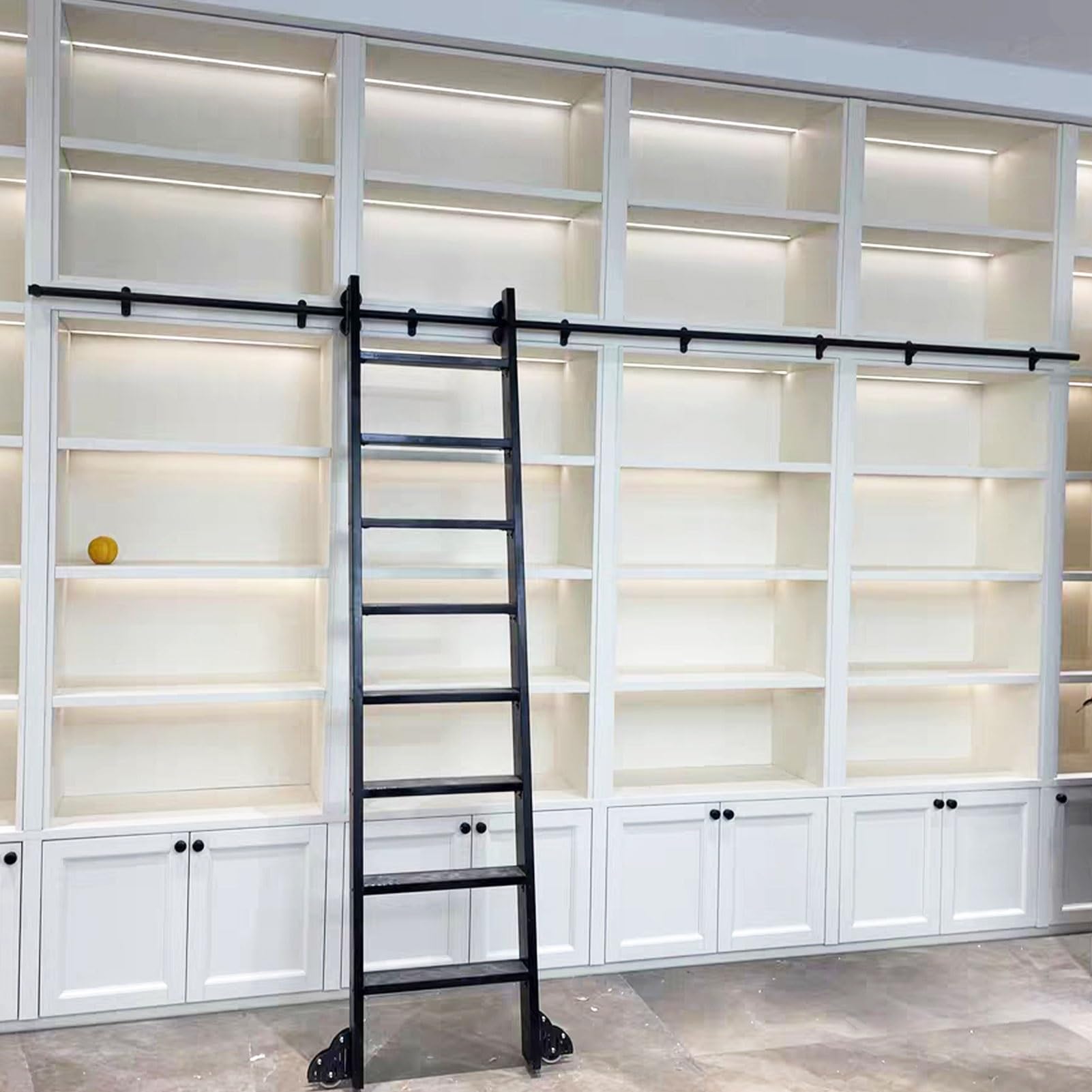 Kit de rail pour échelle coulissante quincaillerie complète bibliothèque noire 16pi
