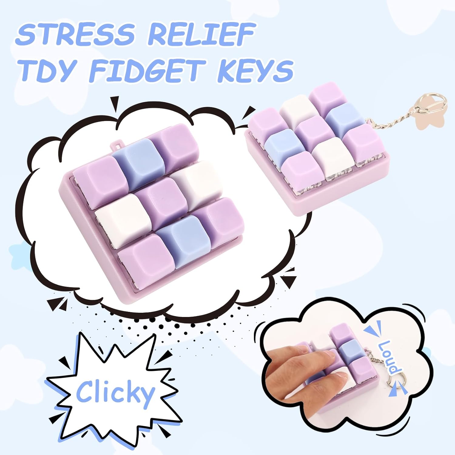 4 Pieces Keyboard Fidget Toy, Keyboard Clicker Fidget, Suitable for Office Workers and Programmers to Relieve Stress and Kill Time